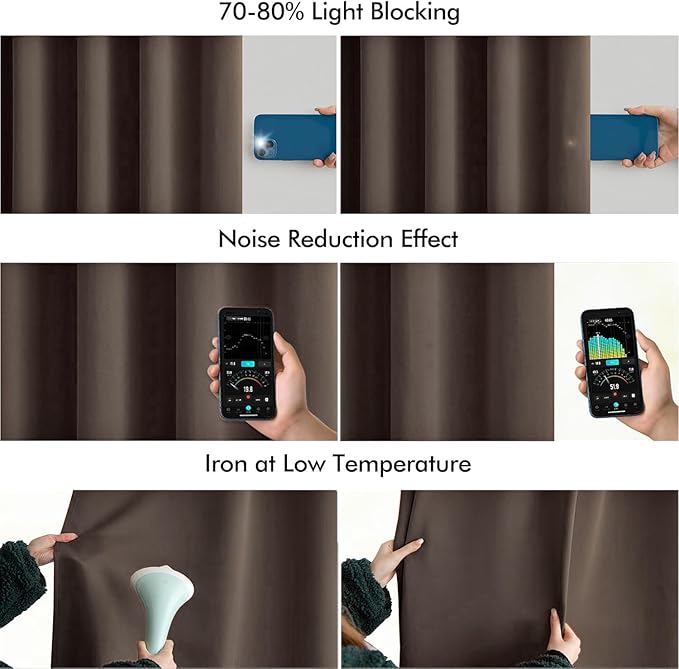MIULEE Chocolate Brown Back Tab Blackout Curtains 120 Inch Long 2 Panels Set for Bedroom, Rod Pocket/Pinch Pleated Extra Long Thermal Insulated Living Room Darkening Light Blocking 10FT Drapes