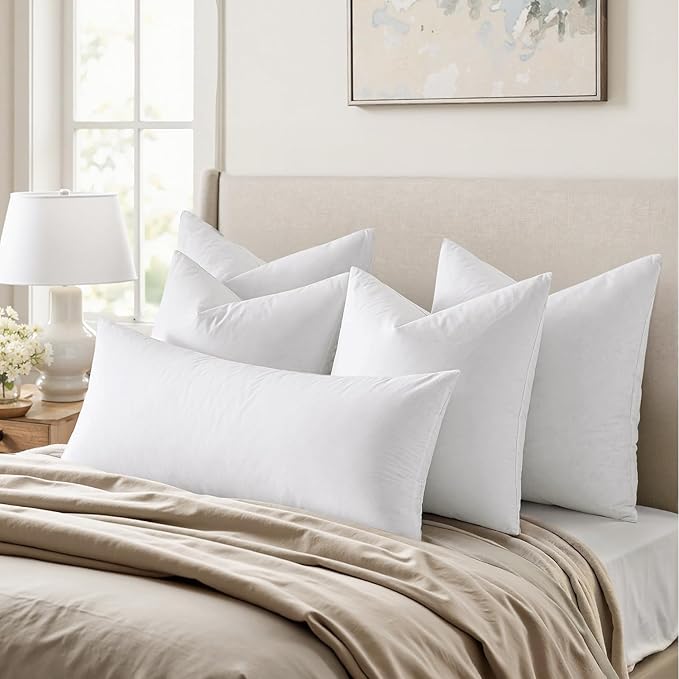 MIULEE Feather Pillow Insert 14x36, Decorative Down Feather Fluffy Throw Pillow Cotton Fabric for Living Room Sofa Bed