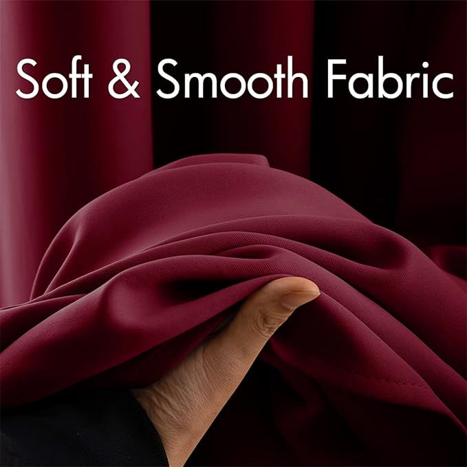 MIULEE Christmas Blackout Curtains, Room Darkening Thermal Insulated Drapes Solid Window Treatment Set Grommet Top Light Blocking Curtain for Living Room/Bedroom 2 Panels 42x84 inch,Wine Red