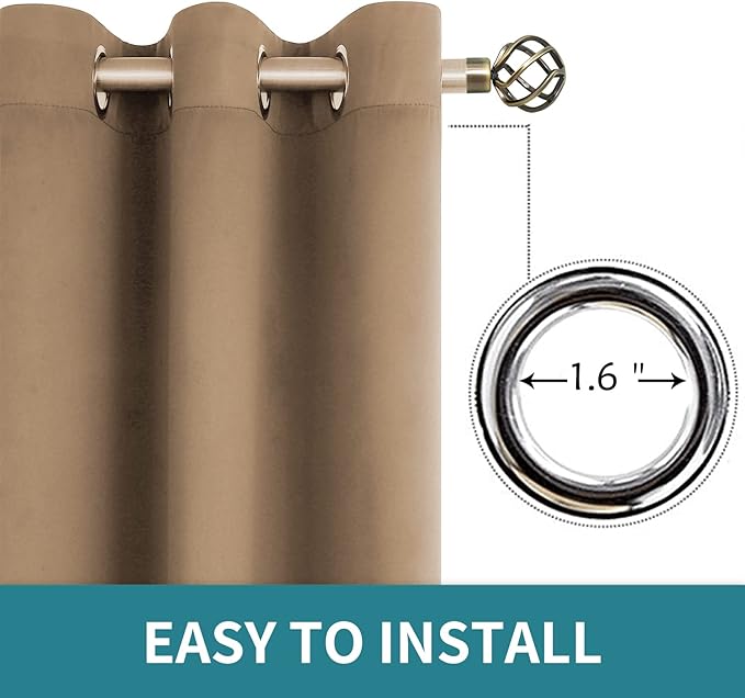 BGment Blackout Curtains for Living Room - Grommet Thermal Insulated Room Darkening Curtains for Bedroom, 2 Panels of 42 x 72 Inch, Taupe