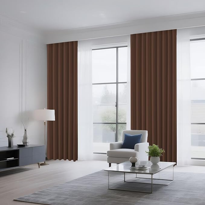 CUCRAF Brown Blackout Curtains 72 inch Length 2 Panels Set, Rod Pocket Room Darkening Drapes for Bedroom Living Room, Insulated Thermal Light Blocking Window Curtain (W52 x L72 Inch)