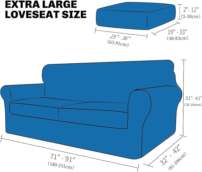 XINEAGE 2026 New 3 Pieces Couch Covers for 2 Extra Large Cushion Sofa Super Stretch Sofa Cover for 2 Large Seat Universal Loveseat Slip Cover for Living Room (Wine Red), 71"-91"(2 Cushions)