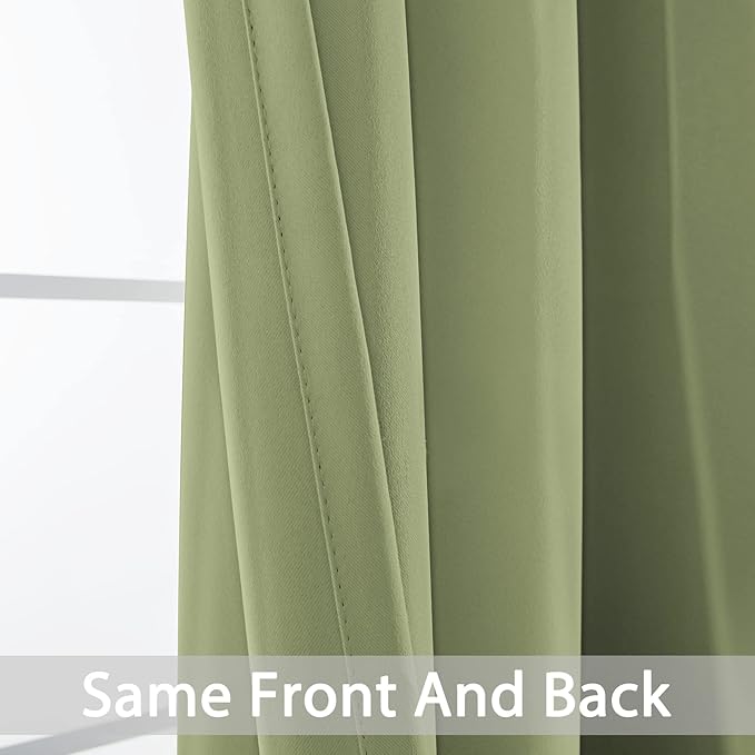 Yakamok 84 Inch Length Blackout Curtains for Bedroom, Light Blocking Drapes Room Darkening Thermal Insulated Solid Grommet Panels for Living Room, (70Wx84L, Sage Green, 2 Panels)