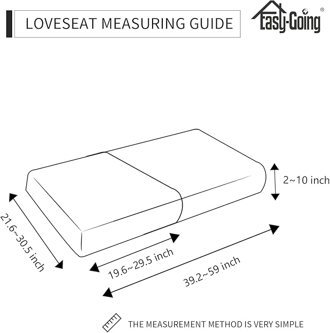 Easy-Going Stretch Individual Loveseat Couch Cushion Cover Sofa Cushion Furniture Protector Sofa slipcover Soft Flexibility with Elastic Bottom (2-Piece Loveseat Cushion Cover, Black)