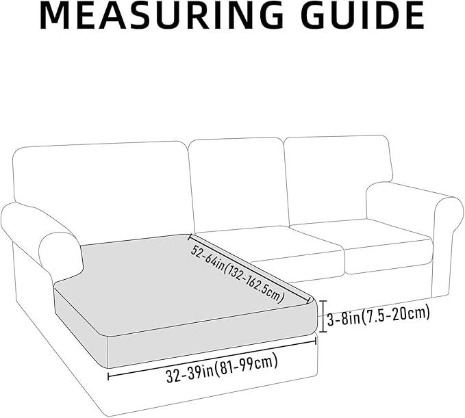 hyha Waterproof Sectional Couch Covers, Non Slip Sofa Couch Cushion Covers L Shape, Thick Stretch Jacquard Fabric, Washable Sofa Slipcovers with Elastic Bottom (1 Piece for Chaise, Blue)