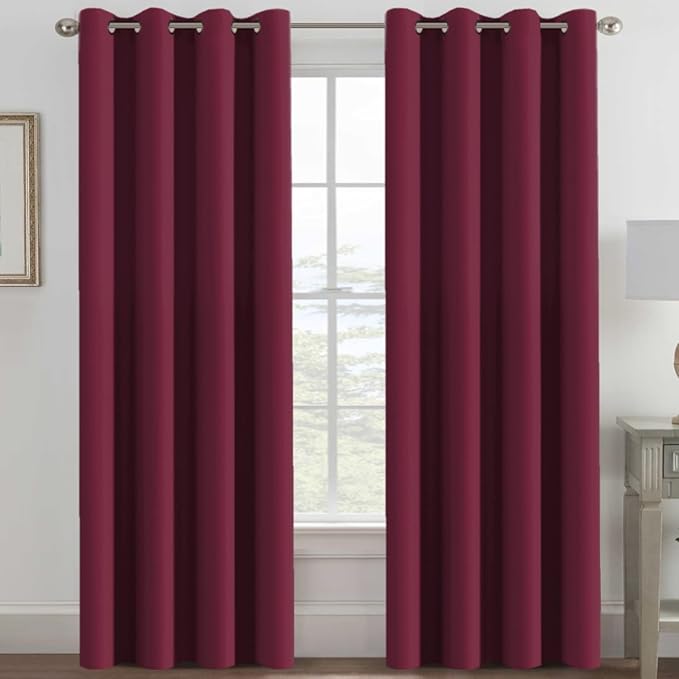 H.VERSAILTEX Light Blocking Blackout Curtains Window Treatment Thermal Insulated Grommet Energy Saving Curtains/Drapes for Bedroom/Living Room (52 x 120 Inch, Burgundy Red)