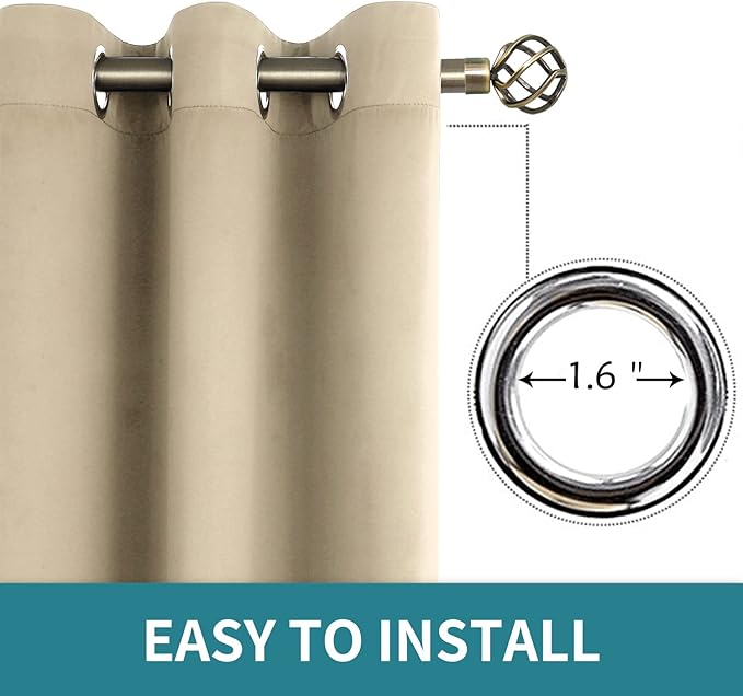 BGment Room Darkening Curtains 84 Inches Long - Grommet Thermal Insulated Drapes Window Treatment Curtains for Bedroom, 2 Panels, 70 x 84 Inch, Beige
