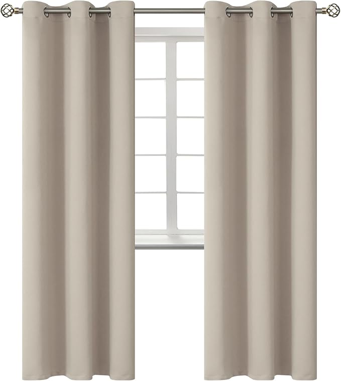 BGment Room Darkening Curtains 84 Inches Long - Grommet Thermal Insulated Drapes Window Treatment Curtains for Bedroom, 2 Panels, 38 x 84 Inch, Camel