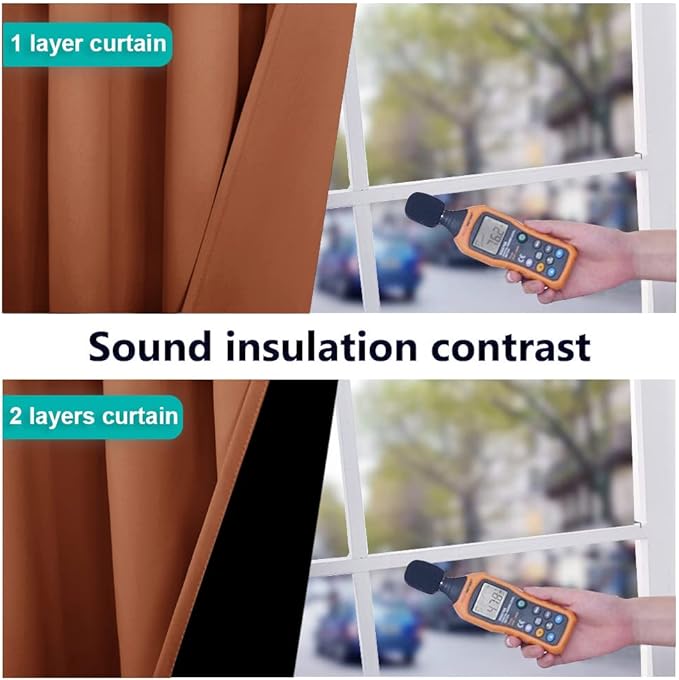 NICETOWN Burnt Orange 100% Blackout Lined Curtains, 2 Thick Layers Completely Blackout Window Treatment Thermal Insulated Drapes for Kitchen/Bedroom (1 Pair, 55-inch Width x 68-inch Length per Panel)