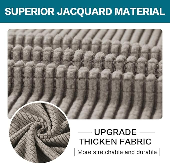 Turquoize 4 Piece Sofa Covers for 3 Cushion Couch Sofa Slipcover Soft Couch Cover for Dogs Washable Furniture Cover with 3 Individual Large Cushion Covers Feature Fabric (Large Sofa, Taupe)