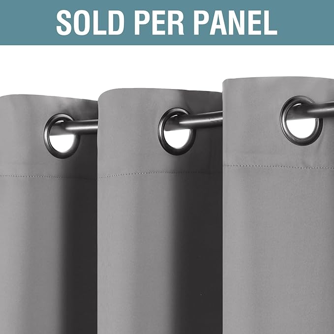 H.VERSAILTEX Blackout Curtain for Living Room Small Window Kitchen Blackout Curtains 45 inch Length Energy Saving Solid Grommet Blackout Drape, One Panel, Dove Gray, 52" W x 45" L