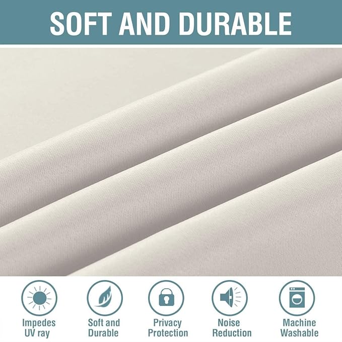 H.VERSAILTEX Light Blocking Curtain for Living Room Thermal Insulated Window Treatment Panel/Drape for Dining Room, Elegant Soft Curtain for Bedroom Grommet Top One Panel (Ivory - 52x120 Inches)