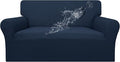 Easy-Going 100% Waterproof Oversized Loveseat Couch Cover, Dual Waterproof Sofa Cover, Stretch Jacquard Sofa Slipcover, Leakproof Furniture Protector for Kids, Pets, Dog and Cat, Dark Blue