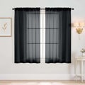 Halloween Black Window Sheer Curtains 45 Inches Length, Voile Short Curtains for Living Room Bedroom, Modern Soft Window Drapes 2 Panels, Top Dual Rod Pocket Design, 2x42Wx45L Inches
