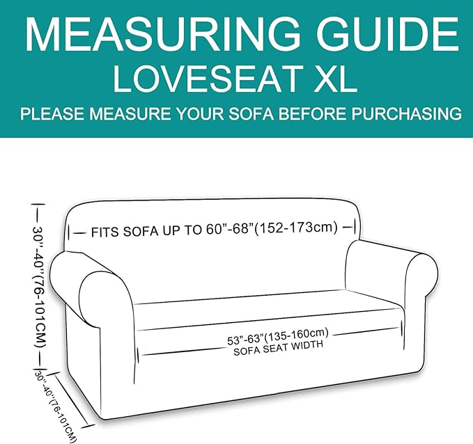 U-NICE HOME Oversized Stretch Loveseat Couch Cover Sofa Covers Washable Sofa Slipcover Furniture Protector for 2 Cushion Couch Sofa Pet Friendly, Dark Grey