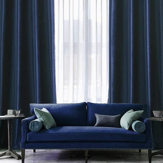 MIULEE 2 Panels Blackout Velvet Curtains Solid Soft Grommet Royal Blue Curtains Thermal Insulated Soundproof Room Darkening Curtains/Drapes/Panels for Living Room Bedroom 52 x 90 Inch