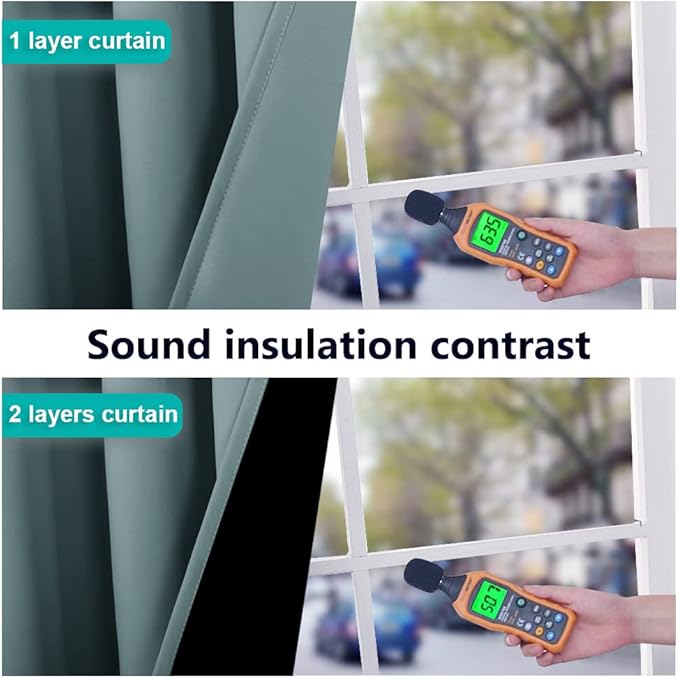 NICETOWN 100% Blackout Curtains 86 inches Long, Pair of Energy Smart & Noise Blocking Out Drapes for Baby Room Window, Thermal Insulated Guest Room Lined Window Dressing(Greyish Blue, 55 inches Wide)