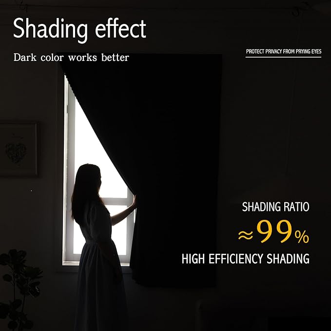 Self Adhesive Curtains, Black Out Shade for Window, Blackout Fabric Temporary Window Coverings Easy to Hang Curtains No Rod Needed, Use for Bedroom, Room, Kitchen, 35"W X 79"L, Lake Blue, 1 Panel