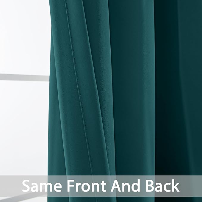 Yakamok Blackout Curtains for Bedroom 2 Panels Set 72 Inch Length Thermal Insulated Room Darkening Dark Black Out Drapery Grommet Window Treatments Drapes for Living Room,52x96, Dark Teal