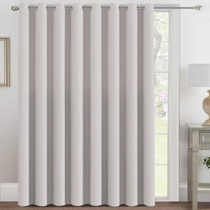 H.VERSAILTEX Blackout Patio Curtains 100 x 96 Inches for Sliding Door Extral Wide Blackout Curtain Panels Thermal Insulated Room Divider - Grommet Top, 8' Tall by 8.5' Wide - Stone