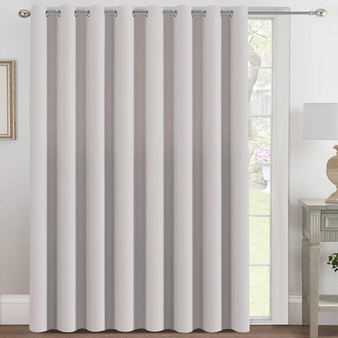 H.VERSAILTEX Blackout Patio Curtains 100 x 84 Inches for Sliding Door Extral Wide Blackout Curtain Panels Thermal Insulated Room Divider - Grommet Top, 7' Tall by 8.5' Wide - Stone