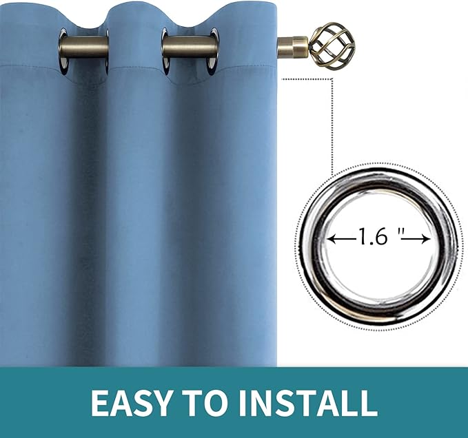 BGment Blackout Curtains for Bedroom - Grommet Thermal Insulated Room Darkening Curtains for Living Room, Set of 2 Panels (52 x 84 Inch, Faded Denim)