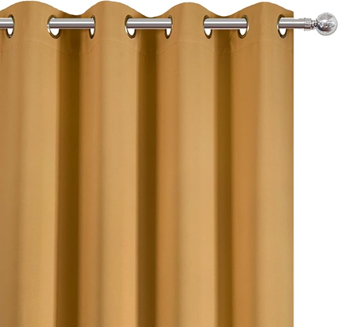 LEMOMO Mustard Yellow Thermal Blackout Curtains/52 x 54 Inch/Set of 2 Panels Room Darkening Curtains for Bedroom