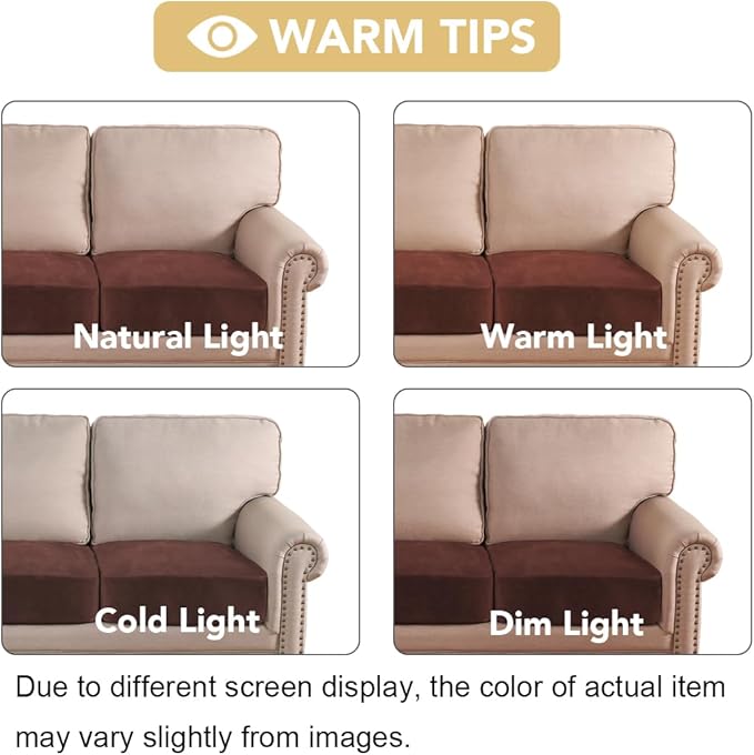 H.VERSAILTEX Velvet Stretch Couch Cushion Cover Plush Cushion Slipcover for Chair Loveseat Sofa Cushion Furniture Protector Seat Cushion Sofa Cover (3 Piece Sofa Cushion Covers, Burnt Brick)