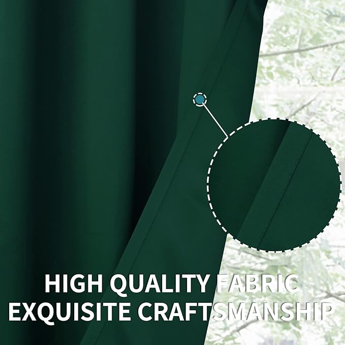 BGment Blackout Curtains - Grommet Thermal Insulated Room Darkening Bedroom and Living Room Curtains, Set of 2 Decorative Curtain Panels (42 x 84 Inch, Emerald Green)
