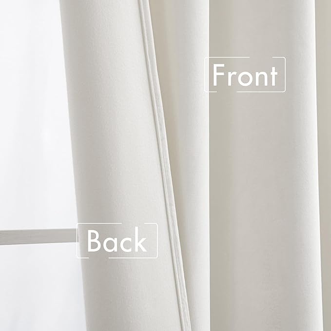 MIULEE Velvet Curtains 96 inches - Luxury Curtains for Bedroom Living Room Thermal Insulated Super Soft Room Darkening Window Drapes Rod Pocket & Back Tab, White, W52 x L96 inches, 2 Panels