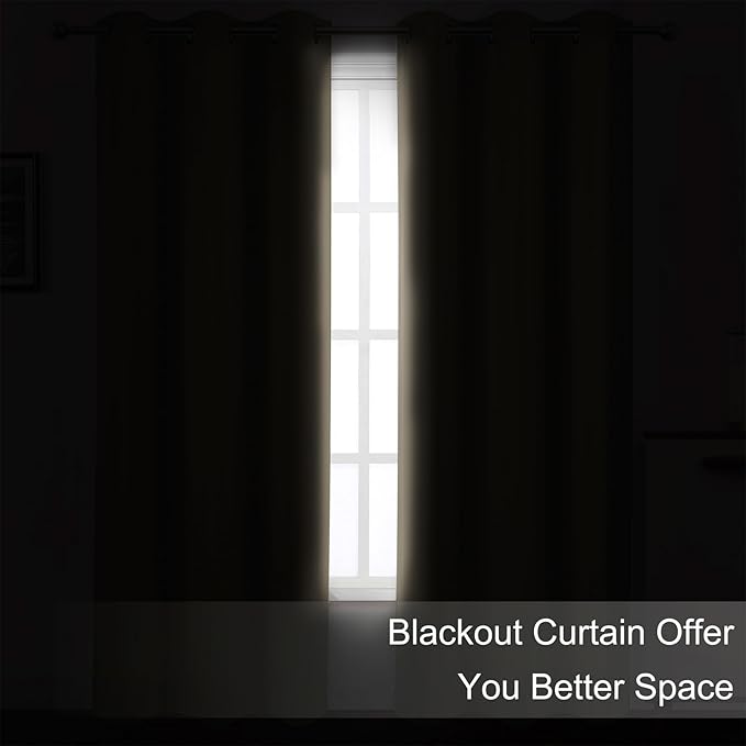 LEMOMO Khaki Thermal Blackout Curtains/42 x 95 Inch/Set of 2 Panels Room Darkening Curtains for Bedroom
