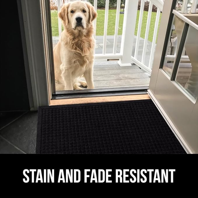 GORILLA GRIP® Ultra Absorbent Front Door Mat Outside Entrance, 35x23, Traps Dirt and Moisture, HydroABSORB Indoor Outdoor Doormat Holds Up to 5.7 Cups Water, Stain and Fade Resistant Welcome Mat Black