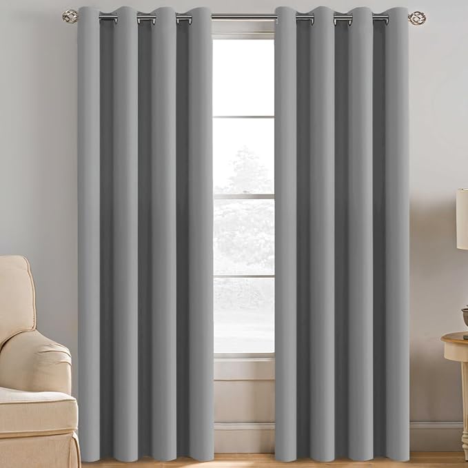 H.VERSAILTEX Grey Blackout Curtains for Bedroom Thermal Insulated Room Darkening Blackout Curtain Panel for Door, Window Panel Drapes - 1 Panel - 52 inch Wide by 102 inch Long, Dove Gray, Grommet Top