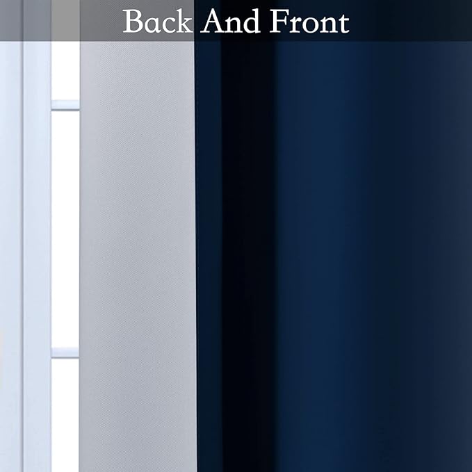 SimpleHome Ombre Room Darkening Curtains for Living Room, Light Blocking Gradient Blue to Greyish White Thermal Insulated Grommet Window Curtains/Drapes for Bedroom, 2 Panels, 52x63 inches Length