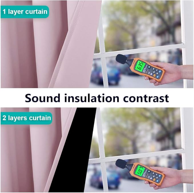 NICETOWN 100% Blackout Short Curtains with Black Liners, 2 Panels, 37" W by 63" L, Baby Pink, Solid Thermal Insulated Full Blackout 2-Layer Lined Drapes, Energy Efficiency Window Draperies for Bedroom