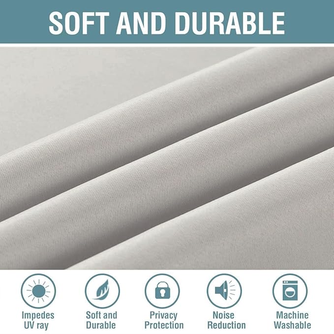 H.VERSAILTEX Blackout Curtain for Living Room Thermal Insulated Window Treatment Curtain 54 inch Length Energy Saving Solid Grommet Top Blackout Drape, One Panel, Stone, 52" W x 54" L
