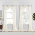 Ivory Sheer Curtains 216 Inches Long, Extra Long Light Filtering Scarf Curtains for Wedding Party Ceremony Canopy Decor, Window Voile Sheer Drapes, Dual Rod Pocket, 2x42Wx216L Inches