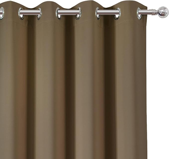 LEMOMO Blackout Curtains 66 x 54 Inch Long Brown Curtains Set of 2 Panels Room Darkening Curtains for Bedroom and Living Room