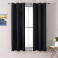 ChrisDowa Small Window Curtains 50 inches Long for Bedroom - Grommet Short Thermal Insulated Room Darkening Curtains for Kitchen (2 Panels, Black, 29 x 50 Inch)