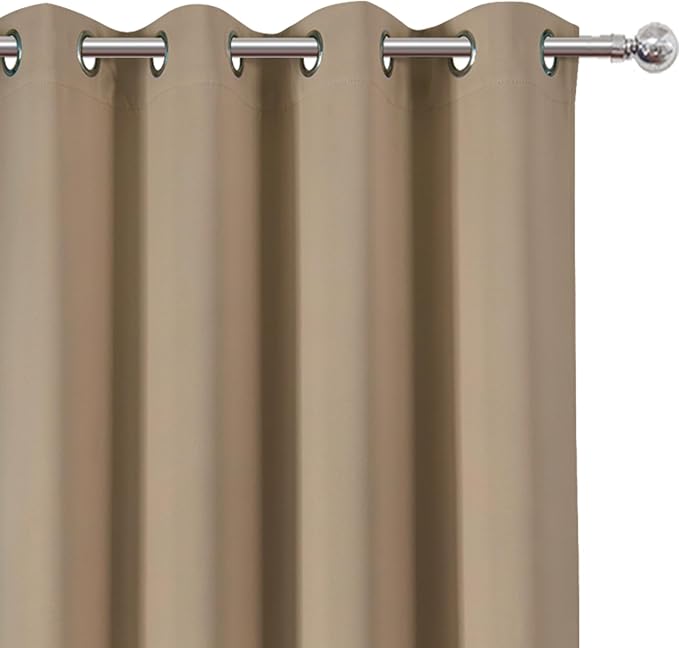 LEMOMO Natural Thermal Blackout Curtains/52 x 45 Inch/Set of 2 Panels Room Darkening Curtains