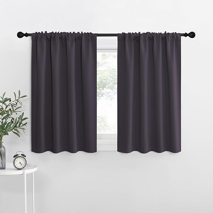 NICETOWN Blackout Curtains for RV Windows, Greyish Purple, 29" by 20", 2 Panels, Room Darkening Window Curtain Panels, Easy-Care Solid Thermal Insulated Draperies/Drapes for Daughter Room