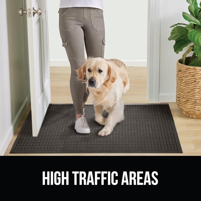 GORILLA GRIP® Ultra Absorbent Front Door Mat Outside Entrance, Traps Dirt and Moisture, HydroABSORB Indoor Outdoor Doormat Holds 1.7 Cups Water, Stain and Fade Resistant Welcome Mat, 29x17 Charcoal