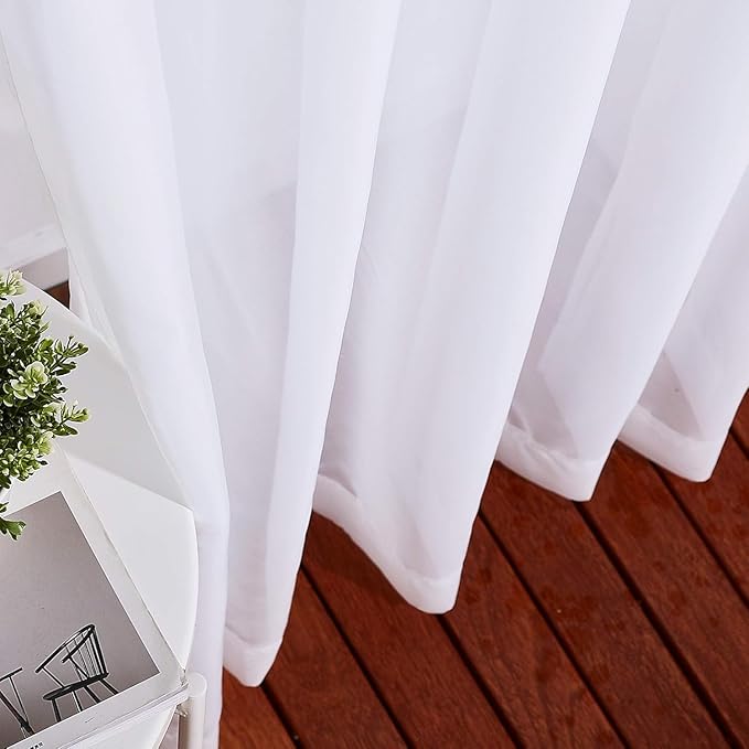 NICETOWN White Sheer 48 inch Curtains, Grommet Short Curtains Airy Voile Textured Soft and Lightweight Half Window Treatments for Bedroom/Cafe, W42 x L48, 2 Panels