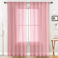 SpaceDresser Sheer Voile Window Treatment Rod Pocket Curtain Panels for Kitchen Bedroom Living Room Drapes Sunlight Filtering Privacy Semi Home Decor Assorted Colors Sizes (Blush, 52 W x 84 L)