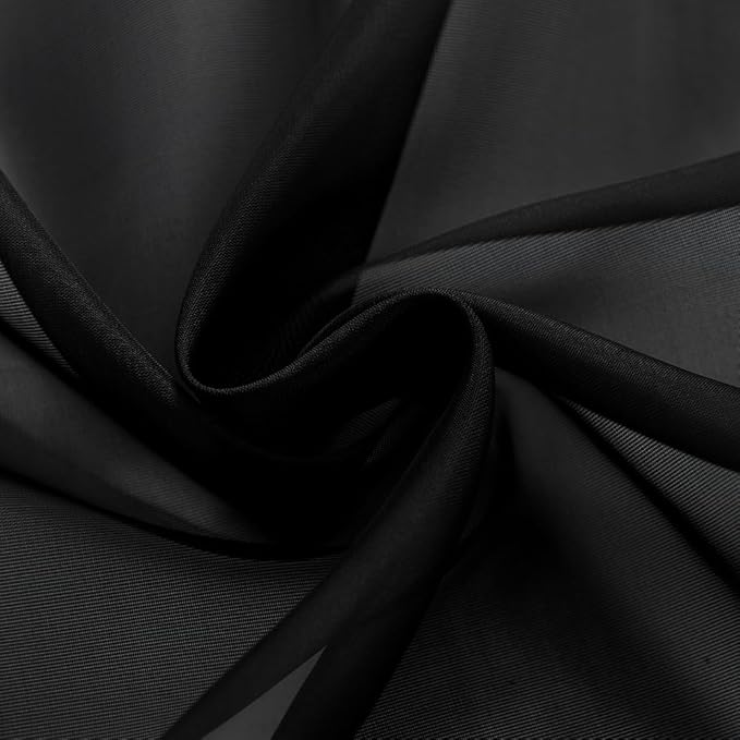 SpaceDresser Black Sheer Curtains 4 Panels Rod Pocket Semi-Sheer Curtain 54 Inches Long Light Filtering Voile Window Drapes for Bedroom Living Room Kitchen, Each 52W x54L