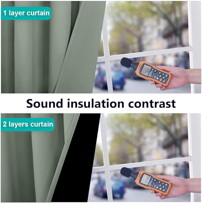 NICETOWN Full Shading Curtains for Windows, Super Heavy-Duty Black Lined Blackout Curtains for Bedroom, Privacy Assured Window Treatment (Greyish Green, Pack of 2, 55 inches W x 102 inches L)