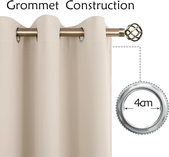 BGment Blackout Curtains - Grommet Thermal Insulated Room Darkening Bedroom and Living Room Curtains, Set of 2 Panels (52 x 45 Inch, Champagne)
