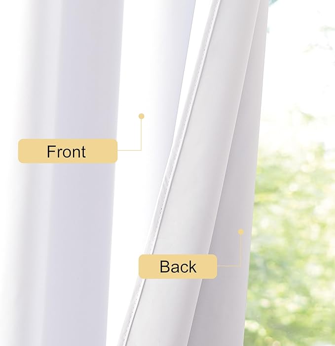 NICETOWN Bedroom 100% Blackout Curtains, 2 Panels, 42 by 54, Snow White, Window Treatment Rod Pocket Curtains/Drapes for Bedroom