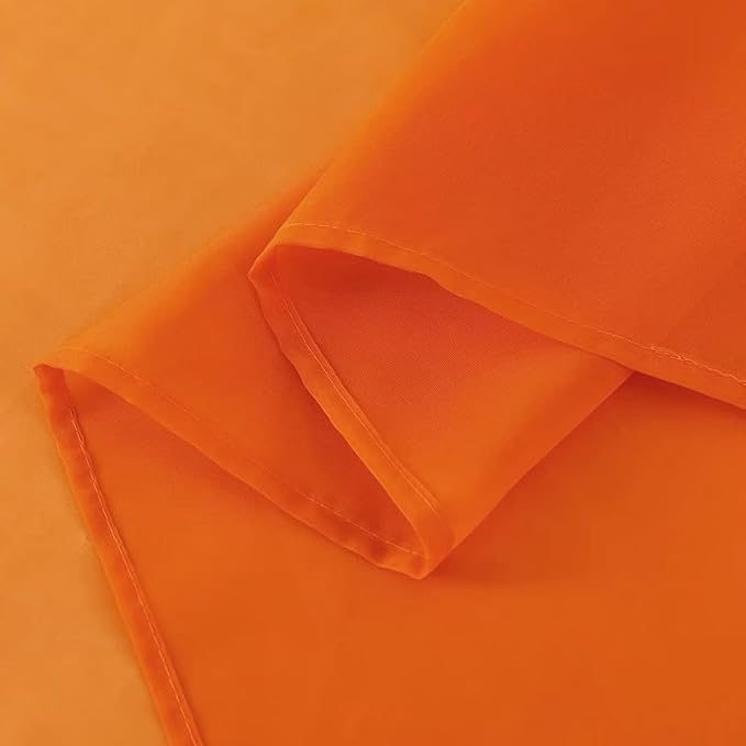 SpaceDresser Orange Sheer Curtains 4 Panels Rod Pocket Semi-Sheer Curtain 63 Inches Long Light Filtering Voile Window Drapes for Bedroom Living Room Kitchen, Each 52W x 63L