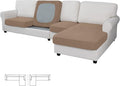 Easy-Going Stretch 4 Pieces Couch Cushion Covers for Sectional Sofa Left/Right L Shape Chaise Lounge Sofa Seat slipcover Anti-Slip Sofa Cover Soft (3 Seater + 1 Chaise, Camel)
